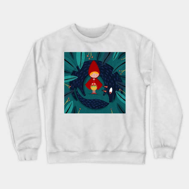 Little Red Riding Hood and the Wolf Crewneck Sweatshirt by marcvaello